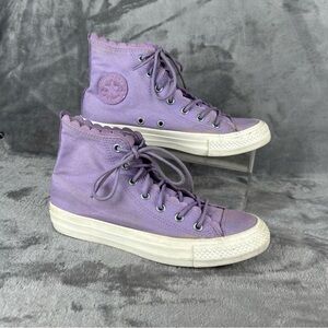 Converse Frilly Thrills Scalloped Hightop Chuck Taylors Womens 6 Lavender Purple